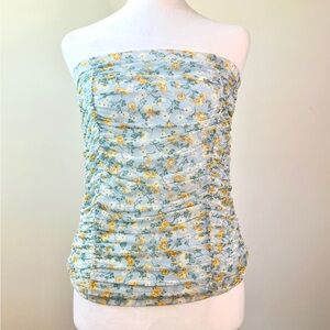 Floral Crop Top - Blue and Yellow